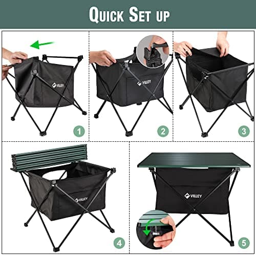 VILLEY Portable Camping Side Table, Ultralight Aluminum Folding Beach Table with Carry Bag for Outdoor Cooking, Picnic, Camp, Boat, Travel 6