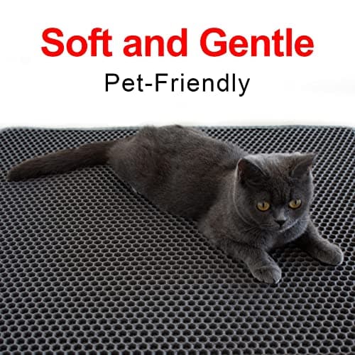 Waretary Cat Litter Box Mat: 36"x 30" Waterproof Kitty Cat Litter Trapping Mat, Easy-clean Double-layer Scatter Control Pad Rug (Grey) 6