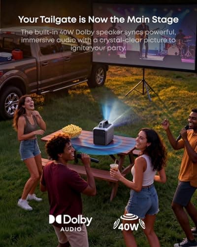 NEBULA Mars 3 Outdoor Portable Projector, 1000 ANSI Lumens, AI-Powered Image, Built-In Battery with 5 Hour Playtime, Android TV, 200 Inch Home Theater, for Backyard, Office and Business, and Camping 5