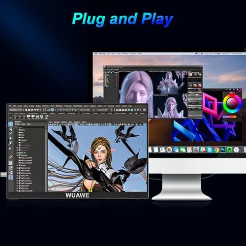 WUAWE Portable Monitor 16" 16:10 IPS Travel Monitor for Laptop, 100% sRGB Control USB-C HDMI,HDR Freesync Display, Plug&Play for Phone PS5 Switch (2.5K|144HZ, Black, 16inch) 8