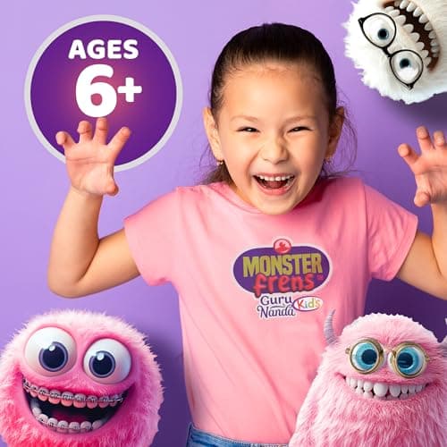 GuruNanda Kids Water Dental Flosser - 4 Flossing Modes, 4 Nozzles, 2-Min Smart Timer, Ages 6+, Monster Frens Theme, Portable Oral Care for Kids 9