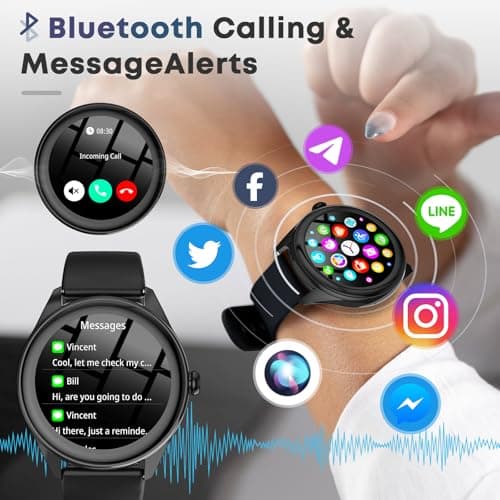 DIVOAZBVO Smart Watches for Women Men, 1.39" HD IPS Touchscreen Smartwatch with 120 Sports Modes, Heart Rate/Sleep Monitor, IP67 Waterproof, Bluetooth Call & Music Control for iPhone/Android (Black) 6