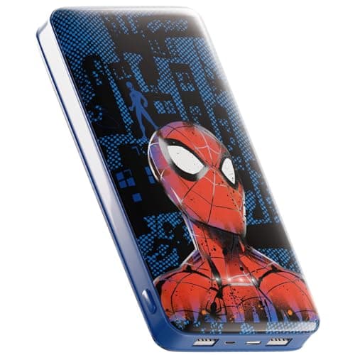 Marvel Spider-Man 10,000 MAH Power Bank- Portable Phone Charger Battery Pack w/USB Charging Ports- Spiderman Gifts for Men,Women and All Fans of Spiderman Stuff