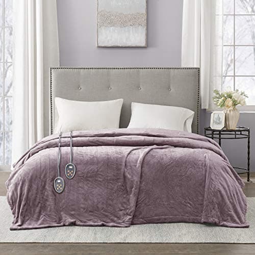 Beautyrest Heated Plush Elect Electric Blanket with 20 Heat Level Setting Controllers Equip with Secure Comfort Technology and 10 Hours Auto Shut Off, Full: 80x84, Lavender,BR54-0655