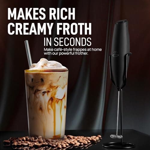 Zulay Kitchen Executive Series Milk Frother Wand - Upgraded & Improved Stand - Ideal Coffee Gift - Coffee Frother Handheld Foam Maker For Lattes - Electric Milk Frother Handheld For Cappuccino 7