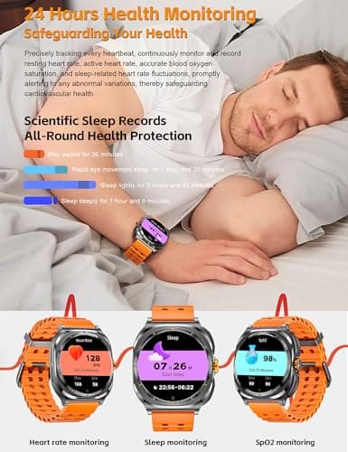 Ateclouds Smart Watch with Wireless Earbuds, Fitness Tracker Sports Watch, Compatible iPhone Android,Heart Rate Monitor, Sport Band Bluetooth Call Watches for Men 1.53" Steel Material Ultra-Thin Body 9