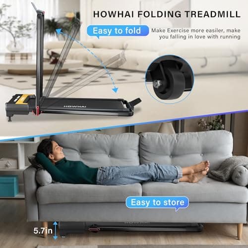 HOWHAI Treadmill with Auto Incline 9%, Walking Pad Treadmills for Home with 2.5HP, Speed 7.6MPH Walking Pad with Handle Bar, Foldable Treadmill, Remote Control and LED Display, Compact for Home Office 5