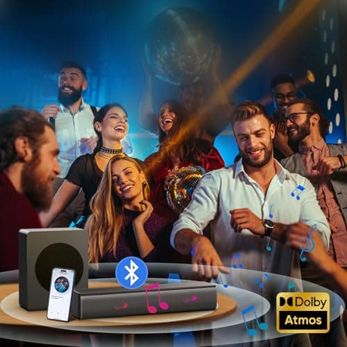 GEOYEAO Sound bar with subwoofer, 200W 2.1 ch soundbar w/Dolby Atmos Surround Sound System, 3D Bass Adjustable Home Theater Bluetooth TV Speaker for Smart TV/Projector/PC 7