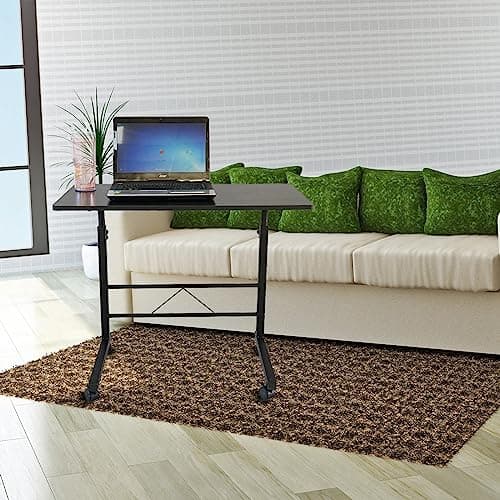 Karl home Side Table Mobile Standing Desk Adjustable Height Portable Laptop Table, TV Tray Computer Workstation Sofa Bed Teble for Home Office, Desktop 23.62" L x 15.75" W, Black 7