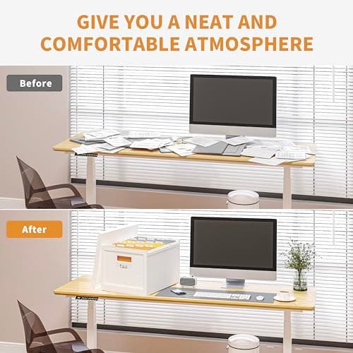 Seseno File Organizer File Box with Lid, Universal Hanging File Organizer, Letter/Legal Size File Folder Box, 2 Pack Plastic Office Document Filing Storage Bin 5