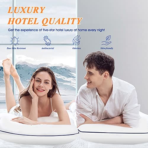 MZOIMZO Supportive Firm Bed Pillows for Sleeping- Standard Size, Set of 2, Cooling Hotel Quality with Premium Soft Down Alternative Fill for Back, Stomach or Side Sleepers, 20''x26'' 5