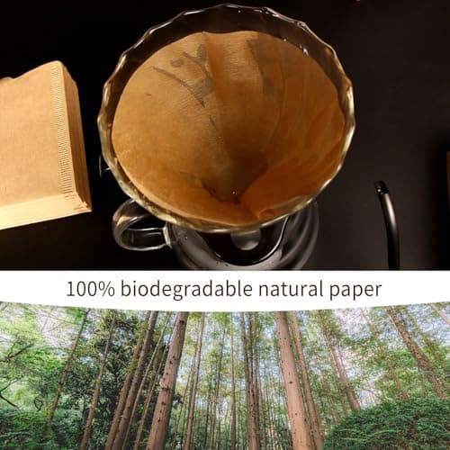 Clinuse Cone Coffee Filters #2, 200 Count Unbleached Size 02 Coffee Filter, Disposable Natural Paper Filters 2-4 Cup, 02 Cone Filters for Pour Over and Drip Coffee Maker 6