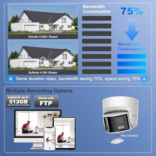 Anpviz 4K/8MP PoE Dual Lens Security Camera Outdoor 180 Degree Wide Angle,180° Panoramic IP Wired Camera with Human/Vehicle Detection, Two-Way Talk, Built-in Micro SD Card Slot, Metal IPC-D3886PD-SA 6