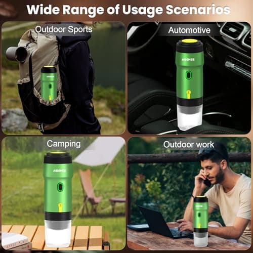 AIBOKEE Portable Electric Espresso Machine,Travel Coffee Maker for Camping, Car Coffee Maker Self-Heating with USB-DC,3-in-1 Extraction of 8g Coffee Powder,NS and Small Capsules for RV,Hiking,Office G 7