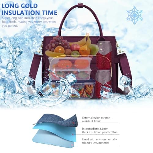 MIYCOO Lunch Bag Lunch Box Women - Leakproof Insulated Lunch Cooler Bag for Women - Large Lunch Tote Bags Adults, Purple 6
