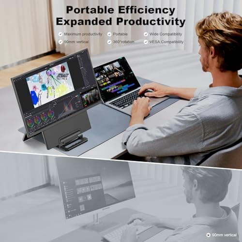 24" Large Portable Monitor, 1080P FHD 100Hz Laptop Screen Extender, 125% sRGB IPS Monitor Extender, USB C HDMI Office Gaming with Detachable Stand, Travel monitor for Window MAC Phone Xbox Switch 2