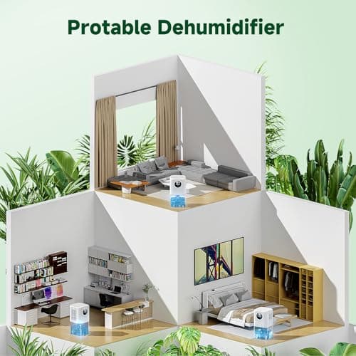 Dehumidifier, 60 OZ Water Tank Dehumidifiers for Bathroom Bedroom with Auto Shut Off & Defrost Timer Sleep Mode and 7 Colors LED Light, Quiet Small Dehumidifiers for Home Room Closet RV (White) 7