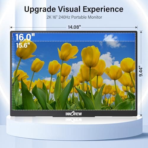 InnoView 16" 240Hz Portable Monitor 2K 2560x1600 100% sRGB Portable Gaming Monitor with 180° Adjustable Type-C HDMI Travel Monitor for Laptop PS5 Switch Xbox (Support 180Hz 165Hz 144Hz 120Hz) 5