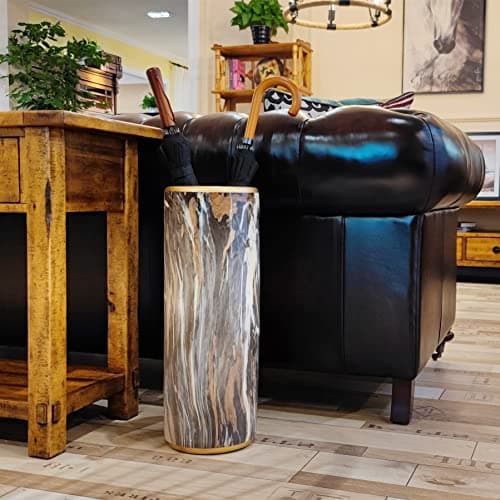 HOZUSO Marble Pattern Umbrella Stand Umbrella Contemporary Bucket Umbrella Rack Barrel Floor Vase Modern Style for Storing Canes Walking Sticks for Entryway Porch Indoor 24‘’High 9