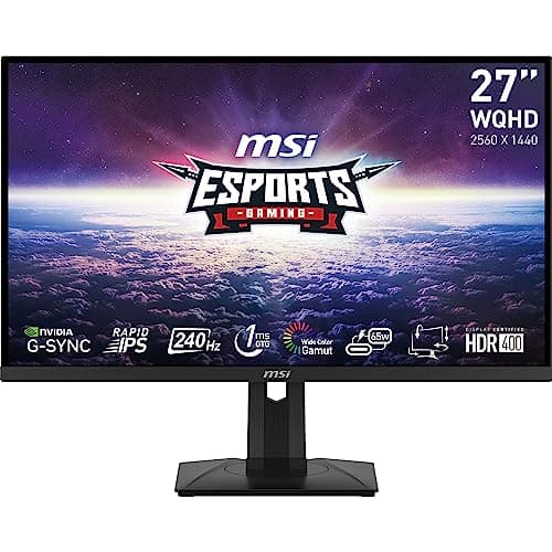 msi G274QPX, 27" Gaming Monitor, 2560 x 1440 (QHD), Rapid IPS, 1ms, 240Hz, G-Sync Compatible, HDR 400, HDMI, Displayport, Tilt, Swivel, Height Adjustable, Pivot