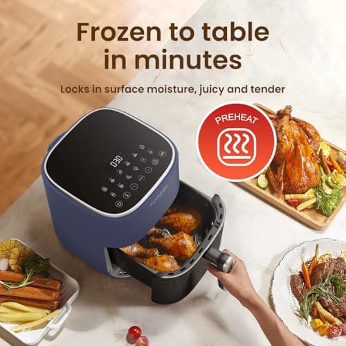 TOPZEE Air Fryer 12-in-1, 5.5-QT Compact Large Air Fryer with 360° Hot Air Circulation, 100–400°F Precise Heat, Visible Window, 95% Less Oil, Bake, Reheat, Broil, Proof, Dark Gray 5