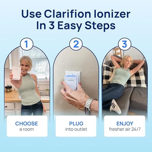 Clarifion - Air Ionizers for Home (6 Pack), Negative Ion Filtration System, Quiet Air Freshener for Bedroom, Office, Kitchen, Portable Air Filter Odor, Smoke Dust, Pets, Eliminator, Mini Air Cleaner 7