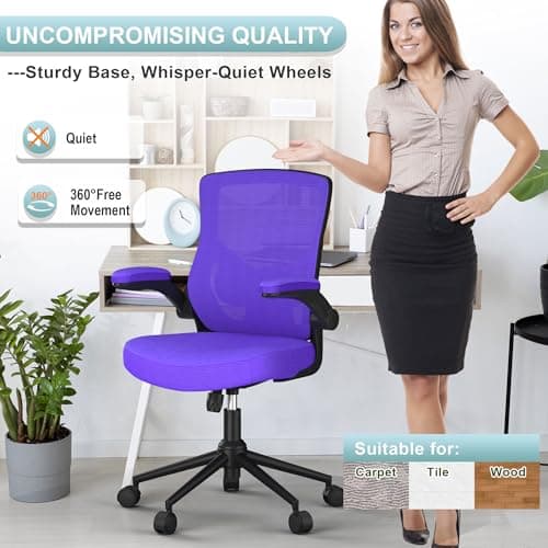 CYKOV Office Chair, High Back Desk Chair Adjustable Height and Ergonomic Design Home Office Computer Chair Executive Lumbar Support Padded Flip-up Armrest Swivel Task Chair 6