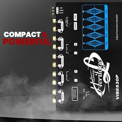 Lanzar Parametric Equalizer with Subwoofer - 9 Volt RMS Pre-Amp Output with Voltage Meter, Subwoofer Gain Control & Bass Driver, 3 Input Sources Selectable, Pre-amp Line Aux Inputs Via RCA Jacks 5