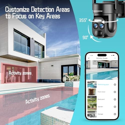 4K 8MP Solar Security Cameras Wireless Outdoor Battery Powered,360°PTZ Wireless Cameras for Home Security with Spotlight Siren, 5Dbi Dual antenna,PIR Human Detection,Color Night Vision,2.4/5Ghz,Alexa 5