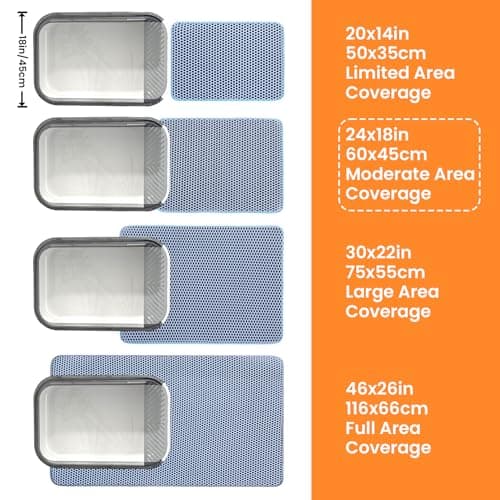 Petinstinct Cat Litter Mat, 24x18 Inches Large Double Layer Honeycomb Cat Litter Trapping Mat, Non Slip Waterproof Urine Proof Cat Litter Box Mat for Floor, Kitty Litter Rug, Cat Supplies, Blue 9