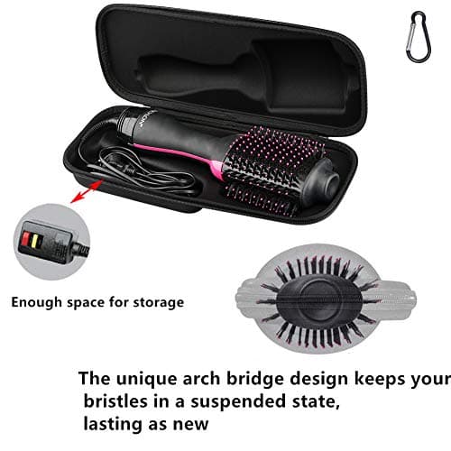 Brappo Hard Portable Travel Case compatibility Revlon One-Step Volumizer Original 1.0 Hair Dryer and Hot Air Brush.(Case Only) (Black) 6