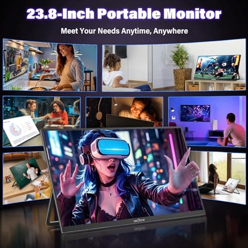 InnoView 23.8 Inch 2K 100Hz Large Portable Monitor ∆E<2 100% sRGB Fast IPS Portable Gaming Monitor QHD w/180° Adjustable Stand USB-C HDMI Laptop Monitor for PS5/4 Desktop MacBook Switch Xbox 2560X1440 6