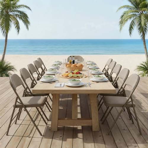 DUMOS 2 Pack Folding Chairs with Padded Cushion and Back - Fabric Stackable Portable Dining Chairs Set, for Home and Office, Conference, Wedding, Party, Patio, Garden, for Indoor Outdoor, Khaki 7