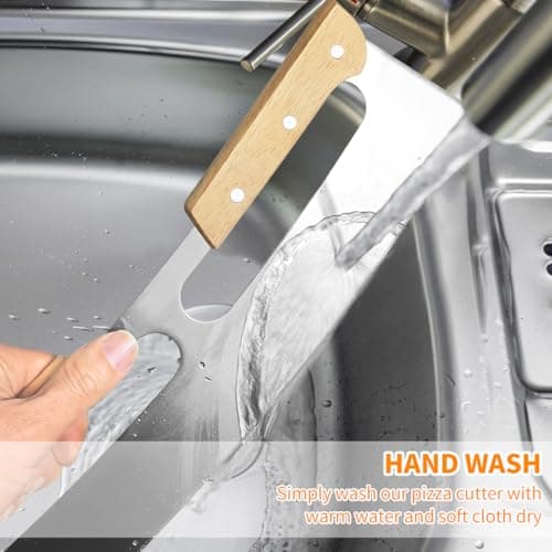 ALLTOP Pizza Cutter Rocker,Stainless Steel Blade Knife With Double Wooden Handle & Plastic Cover, Large Pizza Slicer/Chopper, Essential Kitchen Tool -14 In 6