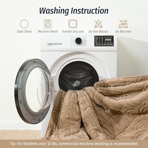 Wemore Jacquard Fleece Weighted Blanket Queen Size 60" x 80" 15lbs, Ultra Soft Cozy Sherpa Weighted Blankets for Adults, Ultra Fuzzy Heavy Blanket for Sleep, Fluffy Warm Throw for Bed, Brown 8