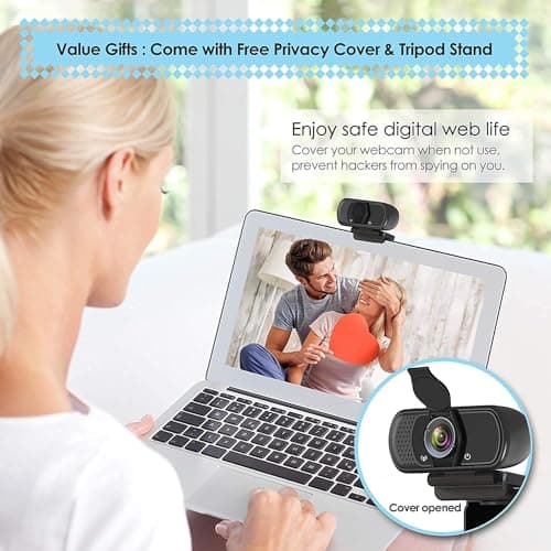 USB C Webcam for Switch 2 / PC: 1080P HD Web Cam with Mic,Computer Camera with Privacy Cover & Tripod Stand for MAC Desktop Laptop, Wide Angle Webcam Pro Streaming Web Camera for Skype/Teams/Webex 5
