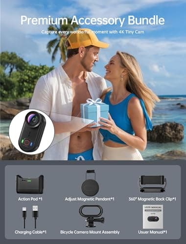 4K Mini Body Action Cameras POV Body Cam, 64GB Sports Camera with Audio Video Recording, Portable WiFi Magnetic Wearable Waterproof Thumb Camera for Motorcycle Vlogging Skiing Cycling Hiking-Black 9