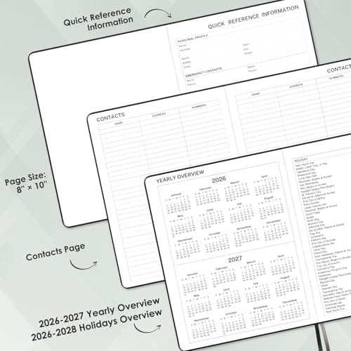 2026 Planner - 2026 Planner Weekly and Monthly, 8"× 10", January 2026 - December 2026, Inner Pocket, Elastic Closure, Pen Loop, Bookmarks, Note Pages 5