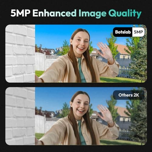 BOTSLAB 5MP Wireless Video Doorbell Camera,180° Head-to-Toe View, AI Motion Detection, VR Mode, Battery or Wired Powered, Easy Installation, Weatherproof, No Monthly Fee, 2.4GHz WiFi 5