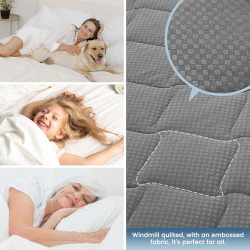 SLEEP ZONE Waterproof Mattress Protector Pad Queen Machine Washable, Breathable Mattress Topper with Deep Pockets, All-Season Use, Hotel Quality (Queen, Grey) 6