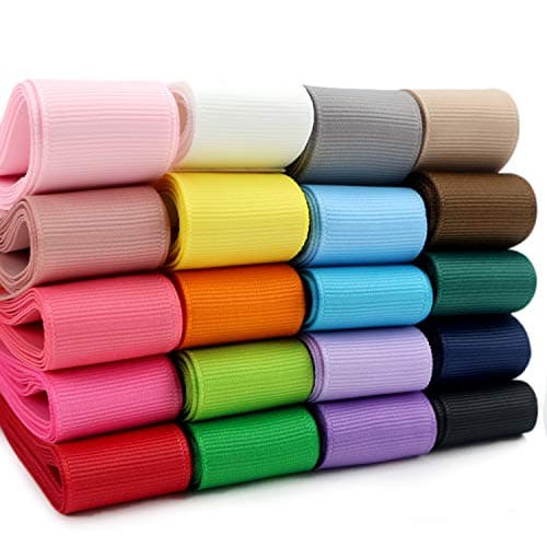 Midi Ribbon 1-1/2 inch Grosgrain Ribbon 20 Solid Color Assortment, 1.5" X 2 Yard Each, Total 40 Yds Per Package, Wide Ribbons Thick Fabric Ribbons for Crafts, Hair Bow Supplies