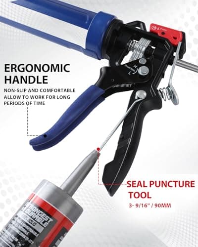 WORKPRO Caulking Gun, Adjustable Hand Caulk Gun, Less-Dripping Regulating, Sealant Silicone Gun with Comfort Grip, 9:1 & 18:1 Thrust Ratio, Smooth Round Rod for 10oz Caulk Tubes 6