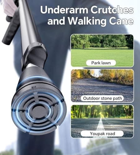 HOMLAND Adjustable Aluminum Walking Cane & Underarm Crutches with Pads and Handgrips, for Adults 150-190cm Tall 7