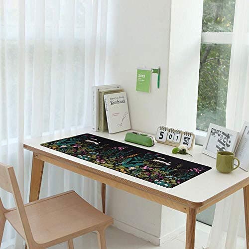 iCasso Desk Mat, Big Desk Pad, XXL Extended Gaming Mouse Pad, Large Mouse Pad for Desk Protector, Rubber Base Mousepad with Stitched Edges, Keyboard Mouse Mat for Work, Game, Office, Home - Weeds 9