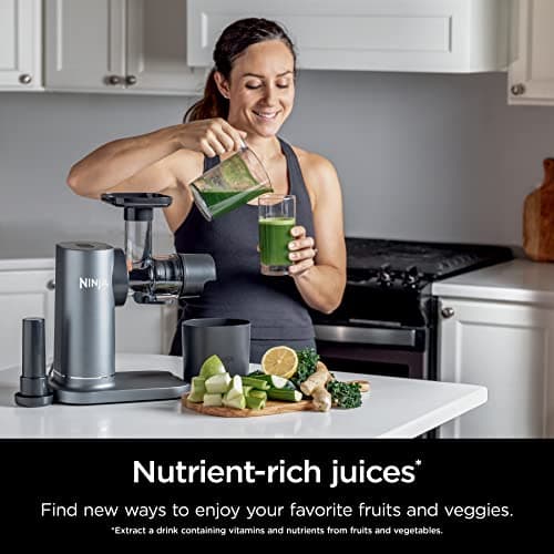 Ninja NeverClog Cold Press Juicer, Powerful Slow Juicer with Total Pulp Control, Countertop, Electric, 2 Pulp Functions, Dishwasher Safe, 2nd Generation, Charcoal, JC151 6