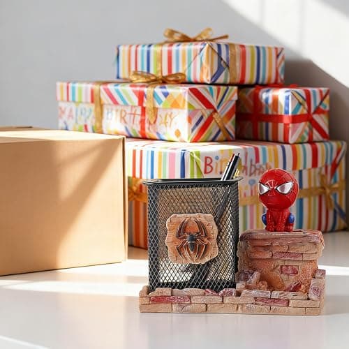 BREIS Spiderman Pen Holder, Creative Novelty Office Desk Decorations Man boy Girls Gadgets Stationery Storage Box Unique Gifts for Spiderman Fans (Red-A) 7