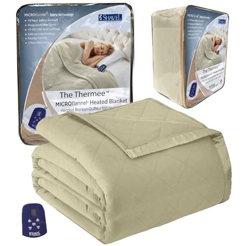 Thermee Micro Flannel Heated Blanket - Full Size, 10 Settings, Rapid Heating, Luxuriously Soft, Programable - Sage