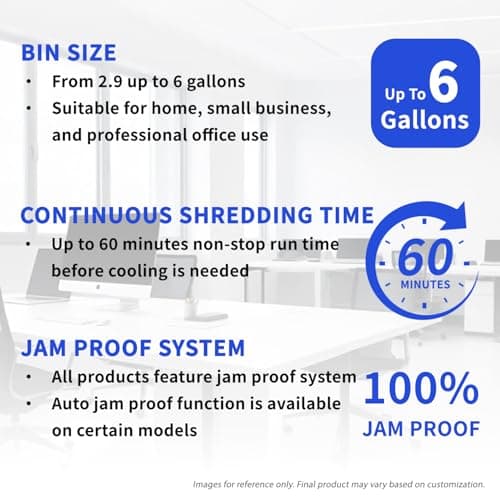 BONSAII Customizable Shredder | Up to 18-Sheet Per Pass, 60-Min Continuous Run Time, 6-Gallon Bin | Optional Handle & Wheels | Shreds Paper, Mail, CDs, Staples, Clips | Multiple Colors Available 5