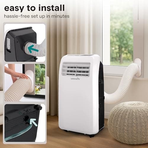 SereneLife Portable Air Conditioner with Heat & Built-in Dehumidifier 10,000 BTU, Portable Heater & AC for Rooms up to 450 Sq Ft - Remote Control & Window Mount Exhaust Kit Included 6