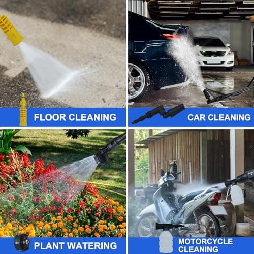 Beiguoo 1450PSI Cordless Pressure Washer, 2 4000mAH Battery Operated Power Pressure, Portable High Pressure Washer, Cordless Power Washer Gun with 6-in-1 Nozzle for Car/Floor/Fence/Sidewalk 6